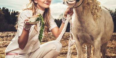 Beautiful woman and a shetland pony Beautiful woman and a shetland pony 