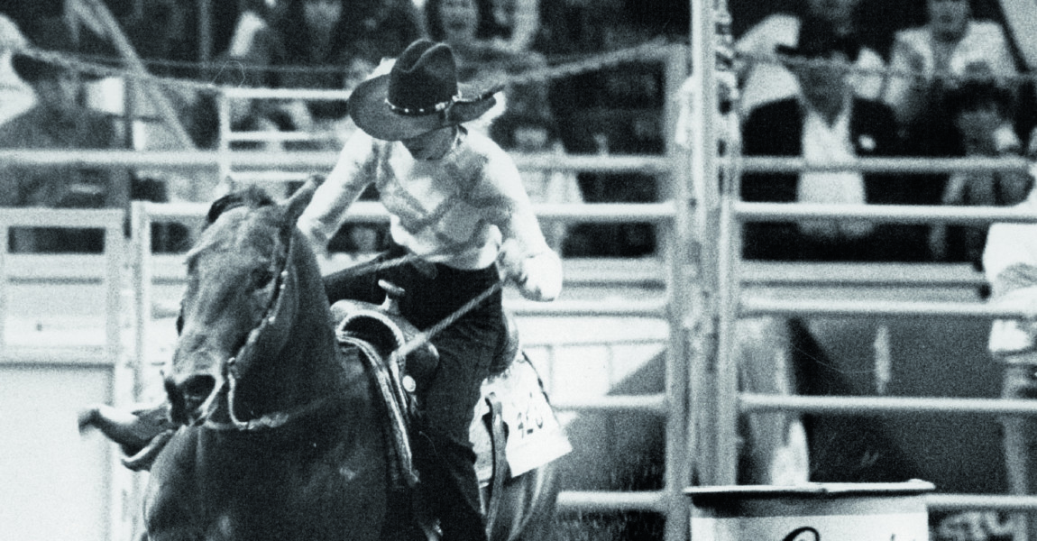 JAN 17 1986, 1-18-1986; Champion Barrel Racer Charmayne James of Clayton NM makes the final turn in JAN 17 1986, 1-18-1986; Champion Barrel Racer Charmayne James of Clayton NM makes the final turn in Rodeo Competition at the National Western Stock Show; (Photo By Jim Preston/The Denver Post via Getty Images) 