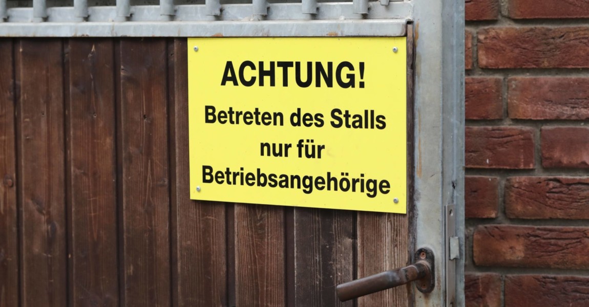 05 09 2018 Muenchehofe Brandenburg GER Hinweisschild Zutritt des Stalls nur fuer Betriebsange 05.09.2018, Muenchehofe, Brandenburg, GER - Hinweisschild - Zutritt des Stalls nur fuer Betriebsangehoerige. (Schild, Hinweisschild, Hinweis, Unbefugte, Kein Zutritt, Betreten verboten, Achtung, Betreten nur fuer Betriebsangehoerige, Stall, Stalltuer, Pferdestall, Reitbetrieb, Betrieb, Reitverein, Betriebsangehörige, Stalltür) 180905D497TIERARZT.JPG *** 05 09 2018 Muenchehofe Brandenburg GER Information sign Access to stables only for employees Information sign No unauthorized persons No entry prohibited Attention Entering only for employees Stable Stable Door Horse stable Riding company Riding club Company employees Stable door 180905D497TIERARZT JPG 